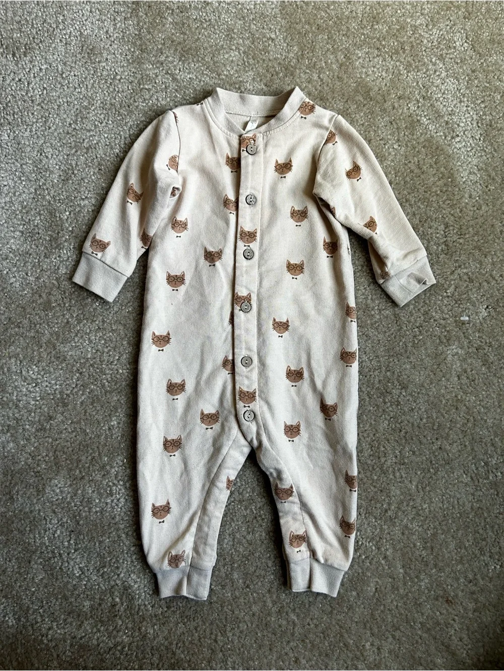 Rylee + Cru Cream One-Piece with Brown Cat Print